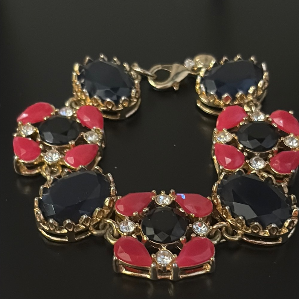 J Crew jewelled gold tone bracelet